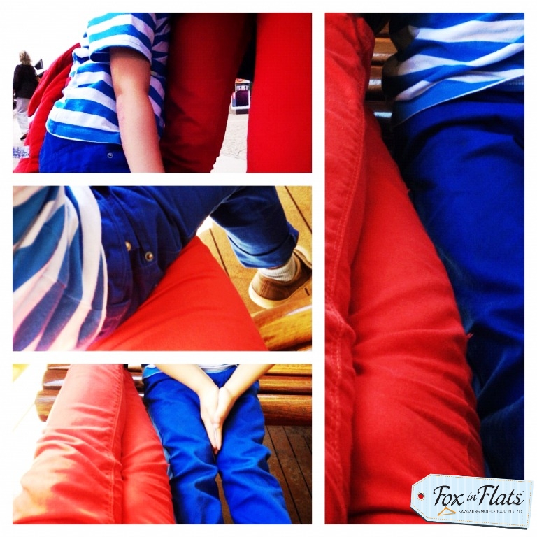 blue and red jeans