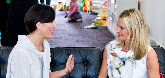 Talking Mum to Mum with Sarah Murdoch Fox In Flats