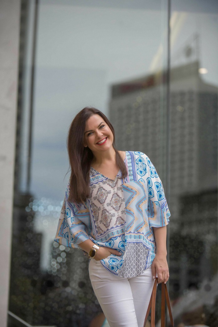 Silk kaftan top by Katies Fox in Flats Andrea Michelle