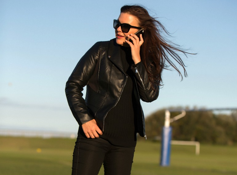 leather look biker jacket